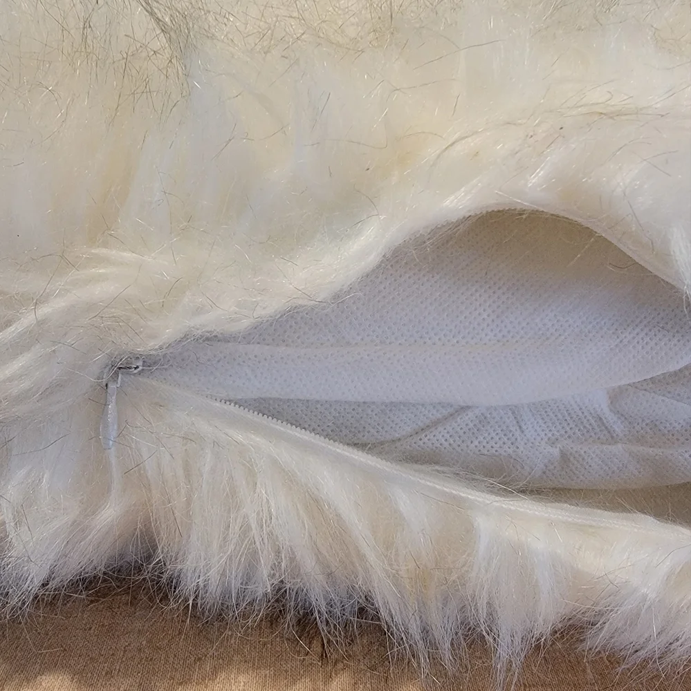 Neutral Faux Fur Soft Pillow 20x22 Textured‎ Boho